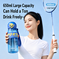 Bouteille d'eau en plastique de grande capacité de 650 ml avec joint anti-fuite à 360° entièrement détachable et lavable pour les voyages en déplacement