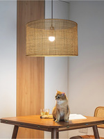 Abat-jour pendentif en rotin tissé à la main grande lanterne en osier rotin bambou lustre bureau à domicile E26 fer métal hôtels Vietnam