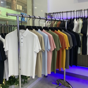 เสื้อโปโลแขนสั้นผ้าโพลีเอสเตอร์/คอตตอนสีพื้นสำหรับธุรกิจ กิจกรรมกลางแจ้ง ลำลอง เล่นกอล์ฟ ติดกระดุม ขายส่งสำหรับทุกเพศ - Product Image 2