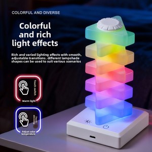 Lampada da Tavolo Arcobaleno Decorata con Caramelle, Luce Notturna Ambientale per Camere dei Bambini <span class=keywords><strong>e</strong></span> Camere delle Ragazze, Design a Cubo con Stringa di Luci, USB Touch - Product Image 1