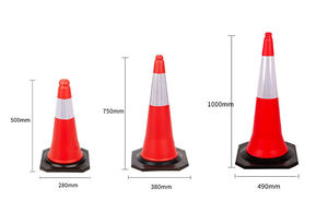 Dayanıklı plastik yol trafik güvenliği spor dikkat Pe koni PVC trafik kırmızı koni ile siyah taban 900mm 1000mm - Product Image 2