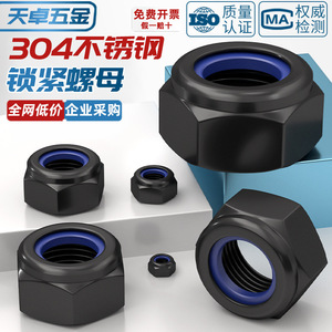 Tianzhuo Hardware Black 304 Stainless Steel Lock Nut M3 M4 M5 M6 M8 M10 Nylon Hex Anti Loosening For Fitness Equipment - Product Image 3