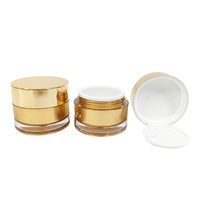 Pot cosmétique de luxe en acrylique doré à double paroi, vide, 30g 50g, pour crème hydratante visage, avec couvercle doré brillant, OEM ODM