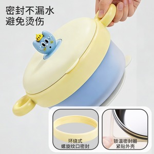 ชามอาหารเด็กการ์ตูนสไตล์มงกุฎสีชมพูและสีฟ้าพร้อมถ้วยดูดสำหรับเด็กอายุ 0-12 เดือน - Product Image 4