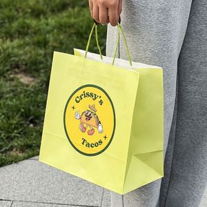 Custom Recyclable Restaurant Taco Food Delivery Bag Fastfood Takeout <b>Paper</b> Bag Kraft <b>Paper</b> Bags Packaging for Food Takeaway - Product Image 6