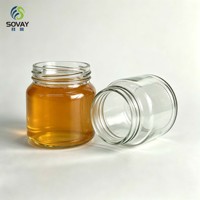 Stoples Kaca Transparan Pendek dan Lebar 240ml, Cocok untuk Selai, Marmalade, Selai Kacang, dan Kemasan Hadiah Makanan Kecil