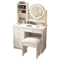 Grande coiffeuse à panneaux amovibles avec miroir, design minimaliste, table de maquillage pour chambre à coucher, en MDF