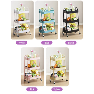 Chariot <span class=keywords><strong>utilitaire</strong></span> à <span class=keywords><strong>3</strong></span> niveaux avec roulettes et paniers en filet, chariot de rangement multifonctionnel pour cuisine, salon, garage - Product Image 6