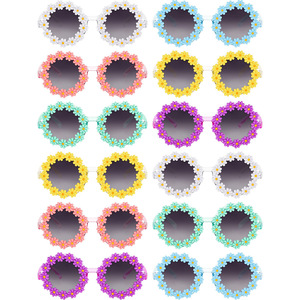 Juego de gafas de sol con forma de flor, 6 colores, montura redonda, protección UV, gafas de sol decorativas para fiestas, accesorio de moda unisex - Product Image 1