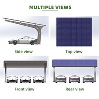 Système d'énergie solaire pour carport 12,39 kW, 3 postes connectés au réseau avec batterie de 14 kWh pour toit d'usine