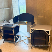 Table de camping pliante légère en aluminium pour l'extérieur, avec rangement, station de cuisson pour le camping et le barbecue