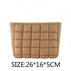 2024 Custom Logo Winter Down Cotton Soft Light Weight Nylon Puffer Puffy Fluffy Quilted Makeup Cosmetic Bag Travel Make up - Product Image 2