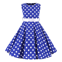 Vestidos para Niñas Estilo Europeo y Americano, Falda con Estampado de Flores y Puntos, Vestidos Retro para Niñas, Ropa Infantil de Algodón