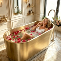 Baignoire autoportante ovale en acier inoxydable D&C Gold, design moderne, taille et couleur personnalisables, service OEM/ODM pour usage en villa