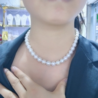 Collier de perles d'eau douce Edison cultivées de 9-11 mm, parfaitement rondes, avec légère imperfection, super brillance, vente en gros