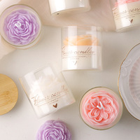 Velas Aromáticas de Soja con Etiqueta Privada en Vasos de Vidrio con Forma de Flor, Decoración Creativa para el Hogar, Regalos de Boda