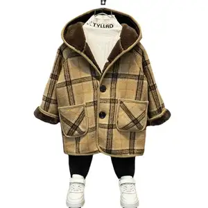 Winter Baby Clothes Autumn Winter 2021 New Plaid Composite Rabbit Fur Thickening Children Korean Long Boys Coat