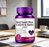Complément de santé pour adultes OEM avec extrait de levure de riz rouge, CoQ10 et Natto en capsules pour le soutien de la circulation