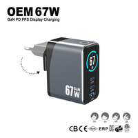 Chargeur USB-C 67W 120W 140W, Chargeur pour Ordinateur Portable, Adaptateur Secteur GaN à Charge Rapide Multiple, Écran Tactile pour MacBook iPhone Samsung