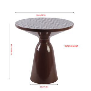 <strong>Mid</strong> <strong>Century</strong> Round Tile Top Side <strong>Table</strong> Bell Shaped Metal Pedestal Base Decorative Accent End <strong>Table</strong> for Living Room Apartment - Product Image 2