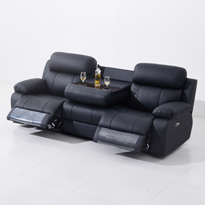 Moderno de lujo cómodo cine en casa de <span class=keywords><strong>3</strong></span> <span class=keywords><strong>plazas</strong></span> de cuero sala de estar sofás eléctrico reclinable sofá conjunto con bandeja de mesa desplegable - Product Image 1