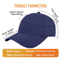 Gorras Personalizadas de 5 Paneles con Logotipo Bordado en 3D, Gorra de Béisbol Perforada con Corte Láser y Orificios, Dos Colores Rojo/Azul Marino