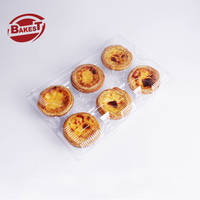 Fabricant de tarte aux œufs en plastique transparent à clapet Boîte d'emballage alimentaire jetable Blister Conteneur de gaufrage 2/4/6 trous Design pour