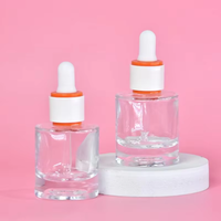 Vente en gros de flacons en verre transparent de 30 ml pour soins de la peau, imprimés en sérigraphie, flacons compte-gouttes ronds pour sérum et huile essentielle