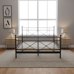 <span class=keywords><strong>Lit</strong></span> de chambre à coucher de style contemporain de qualité supérieure, <span class=keywords><strong>lit</strong></span> <span class=keywords><strong>double</strong></span> minimaliste avec cadre en métal et en bois très stable pour enfants et adultes - Product Image 6