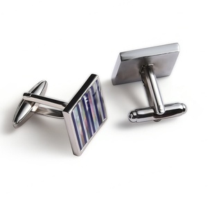 Diseño Gratuito, 2 Piezas, Mancuernillas para Camisa de Traje de Hombre, Color Plata y Negro, Esmalte Suave, Logotipo Metálico - Product Image 3