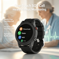 Reloj Inteligente 4G para Personas Mayores con Rastreo GPS, Llamadas Bidireccionales, Alerta de Caídas SOS y Monitor de Salud