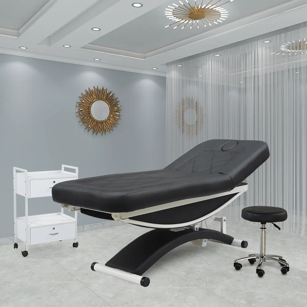 Kangmei Modern lüks güzellik salonu mobilyası elektrik 3 motorlar estetisyen Spa yüz masası tedavi masaj yatağı