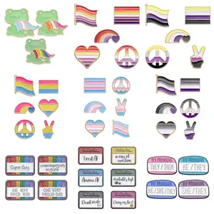2024 New Rainbow Emaille Pins Bunte LGBT I AM GAY Brosche Großhandel Pride Flag Gender less Anstecknadeln