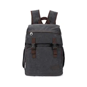 Factory Custom canvas school bag supplies blue bookbag cotton strong shoulder strap student backpack