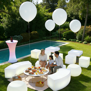 Juego de Muebles de Jardín para Exteriores, Mesa y Sillas de Cóctel Iluminadas con LED RGB de Plástico, para Uso en Bares Domésticos, Resistentes al Agua IP65-IP68, 16 <span class=keywords><strong>Colores</strong></span> Cambiantes - Product Image 3