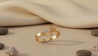 Bague romantique plaquée or 10 carats avec diamant de laboratoire taille brillant, bijou de fiançailles unisexe, style tendance, certifié par un tiers