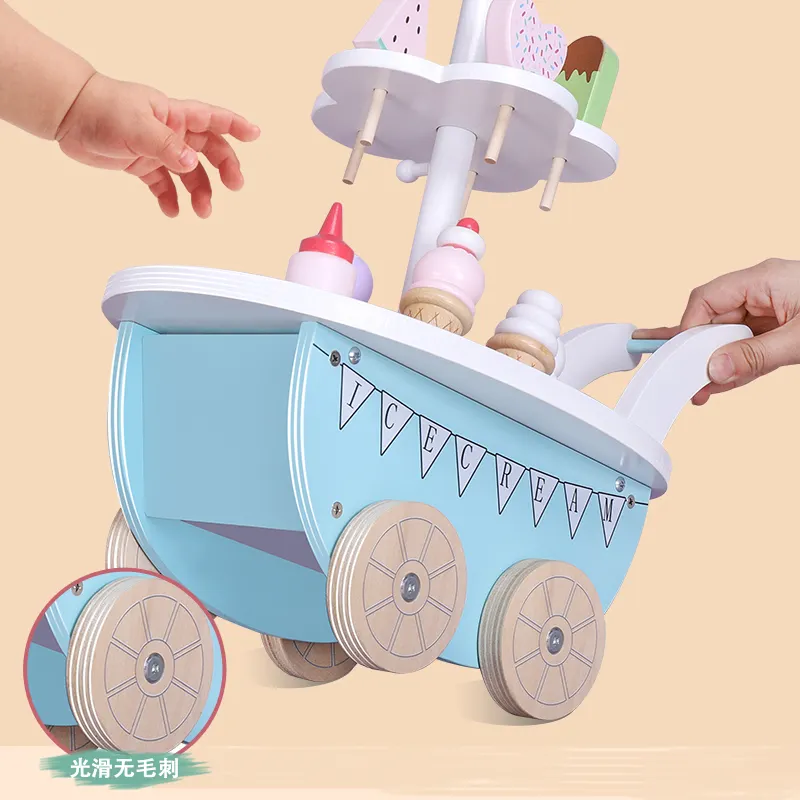 Phong cách Mỹ Popsicle giỏ Montessori Đồ chơi giáo dục Sorbet kem thực phẩm trẻ em nhà bếp đồ chơi lớn nhà bếp thiết lập đồ chơi