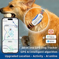 Rastreador GPS para Mascotas, Ubicación en Tiempo Real, SIM 4G, Alertas de Geocerca Veterinaria con IA, Monitor de Actividad, Resistente al Agua IP67, Plástico, Más de 20 Horas de Duración de la Batería