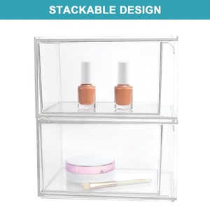 Factory Custom Clear Acrylic <b>Stackable</b> Cosmetic Makeup <b>Storage</b> Box with <b>Drawers</b> YAGELI Brand 4mm Thickness - Product Image 6