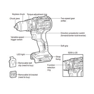 ชุดสว่านไร้สาย Devon 90NM มอเตอร์ไร้แปรงถ่าน กำลังไฟ 21v 18v แบตเตอรี่ลิเธียม - Product Image 3