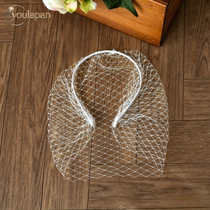 YouLaPan VA06A Voile de mariée en maille blanc et noir <span class=keywords><strong>avec</strong></span> bandeau, style cage à oiseaux, pour femmes, idéal pour les fêtes et mariages - Grande Vente - Product Image 6