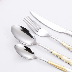 Ensemble de couverts en acier inoxydable 4 pièces, couteau à steak, fourchette, cuillère, couleur unie, vaisselle de fête - Product Image 3
