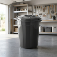 CATEEM MRD093 70L Noir Conteneur de stockage alimentaire rond classique en plastique écologique verrouillable, préservation de la fraîcheur, design multifonctionnel