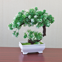 Ornement de plante verte décorative en plastique, simulation de plantes à feuilles persistantes pour la décoration de la maison, de l'hôtel, du mariage, bonsaï, petit arbre en pot