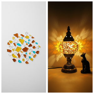 Lámpara de Mesa de Noche de Mosaico Turco con Brillo Cálido, Lámpara de Escritorio Vintage de Vidrio Teñido de Mediados de Siglo para Decoración de Dormitorio - Product Image 3