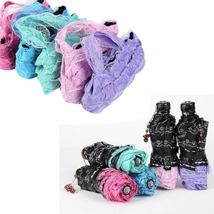 Auto Open Close Manual Elegant Full Printed Floral Pattern Iron <b>Frame</b> Glass Fiber Ribs Folding Umbrella Women Lace Edge Wedding - Product Image 5