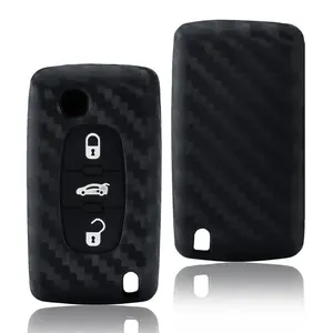 Étui de protection pour <span class=keywords><strong>clé</strong></span> à <span class=keywords><strong>2</strong></span> ou 3 <span class=keywords><strong>boutons</strong></span> pour Citroën C-Crosser <span class=keywords><strong>C3</strong></span> C4 Picasso Berlingo, compatible Peugeot Partner Tepee 207 307 308 407, avec porte-clés - Product Image 4