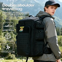 Nouveau sac à dos unisexe tactique d'extérieur en polyester Oxford couleur unie 50L imperméable et respirant avec bretelles incurvées