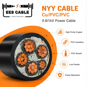 Câble d'alimentation en cuivre isolé PVC multi-couche 0,6/1 kV 3+1 conducteurs avec terre NYY 3x300+1x150mm² EESCABLE - Product Image 2