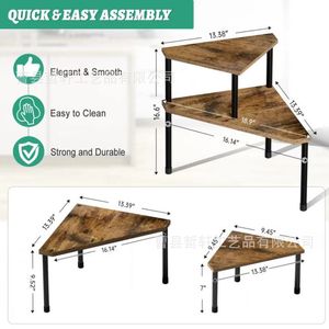 Wooden Corner Storage Rack 2 Tier Multi Layer Kitchen Organizer <b>Desktop</b> <b>Shelf</b> For Spice And Vegetable Storage - Product Image 2